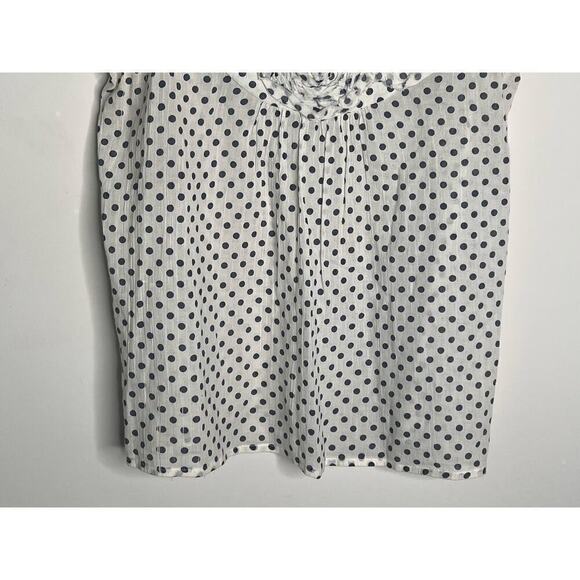 Corey Lynn Calter Polka Dot Blouse with Flower On Neck White/Navy Women's Size 6 - Picture 3 of 7